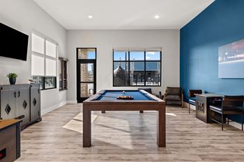 Pool table in game room
